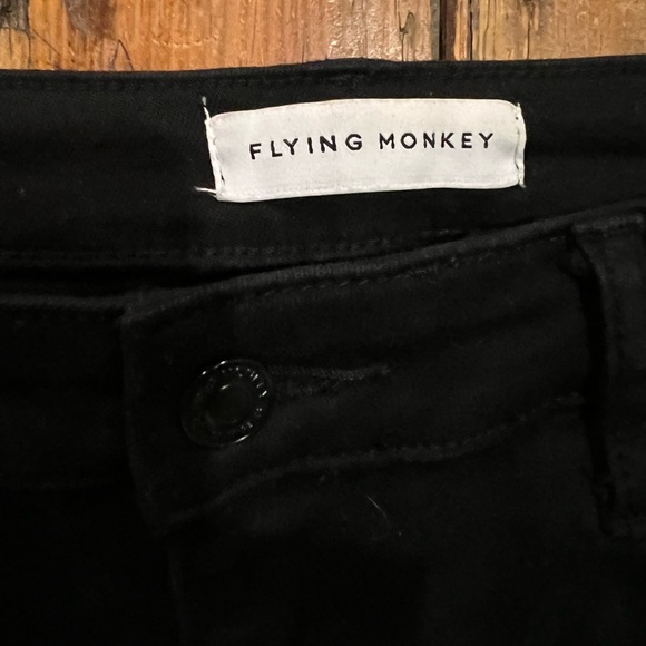 Flying Monkey, Black, Denim, Stretchy, Distressed Jeans, Frayed Cropped Size 30 - Picture 2 of 9